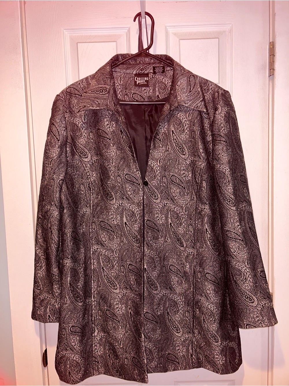 Paisley Jacquard Black Longline Blazer by Crossing Point